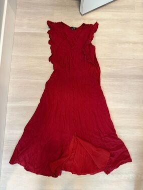 1. State Red Ruffle-Trim Maxi Dress